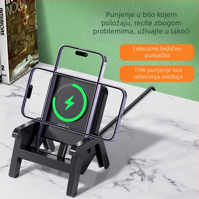 Stolni bežični punjač s uspravnim držačem, maksimalna snaga 15W, izlaz 5W/7.5W/10W/15W, QC3.0 brzo punjenje, CE/FCC/RoHS certificirano