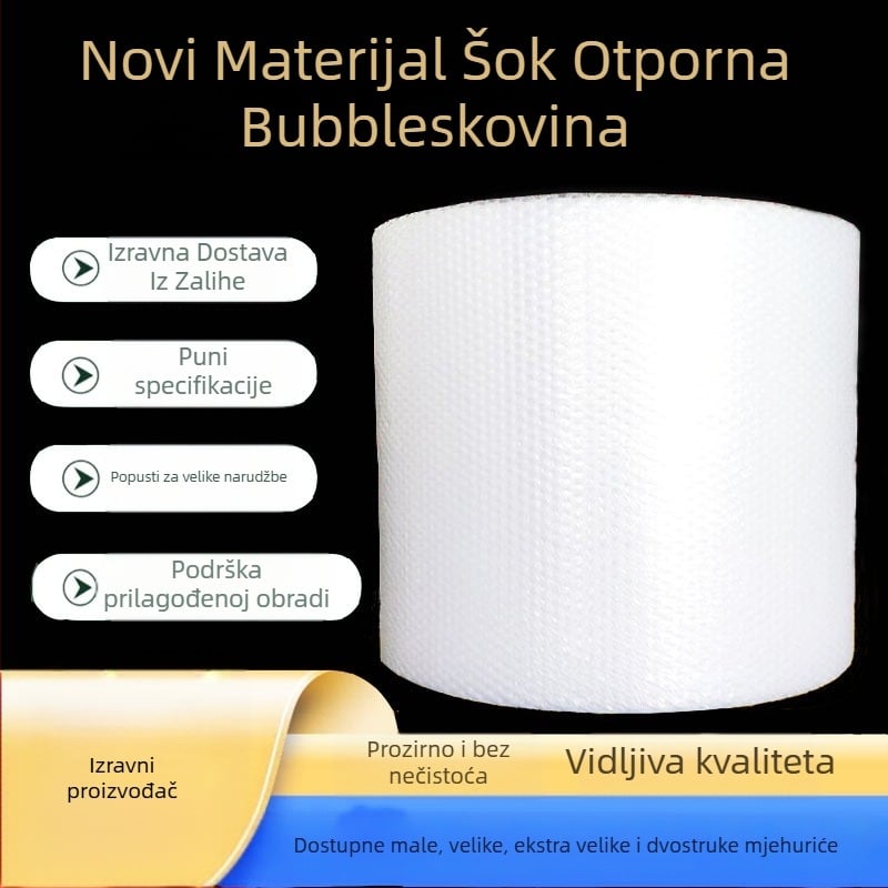 Dvostrano proziran balon film za pakiranje; Materijal PE; Debeli dvostrani film; Uključuje balon vrećicu; Bez logotipa