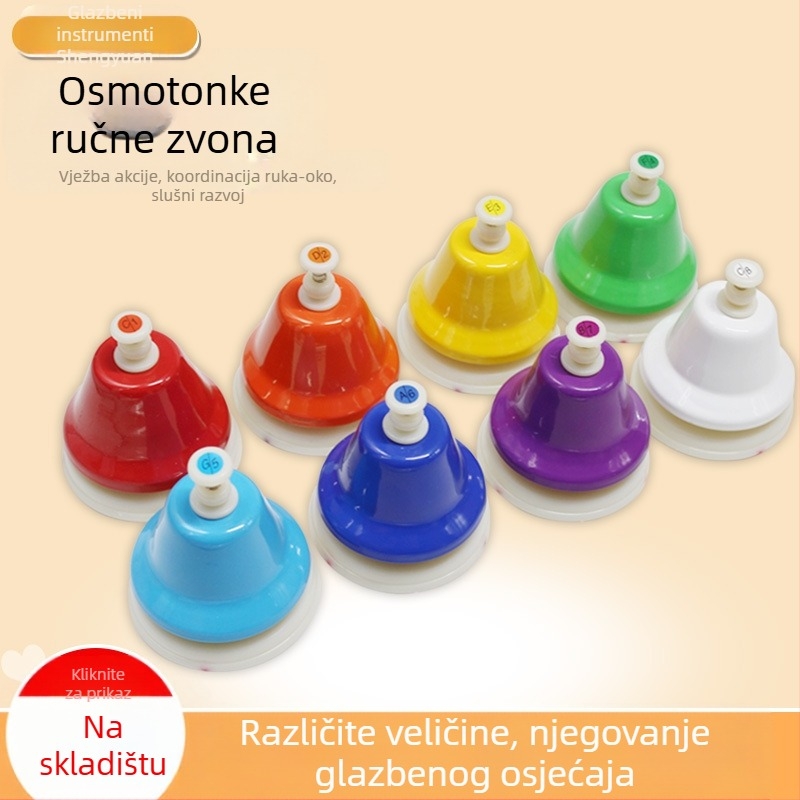 Osmotonni pritisni sat – Orffov udarni instrument za vrtić, set od 8 komada