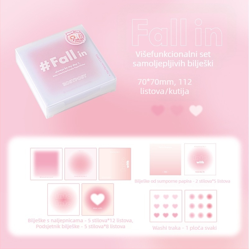 Planwith RosyPosy Soft Blush Višefunkcijske bilješke – Bilješke za atmosferu – Brick papir stil – IP: Ne