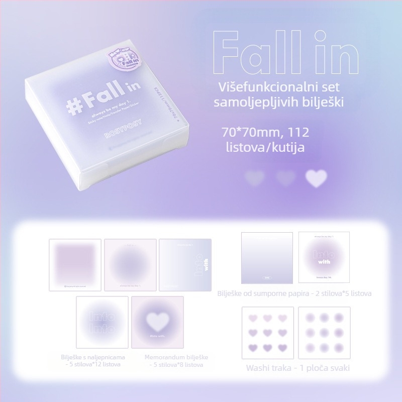 Planwith RosyPosy Soft Blush Višefunkcijske bilješke – Bilješke za atmosferu – Brick papir stil – IP: Ne