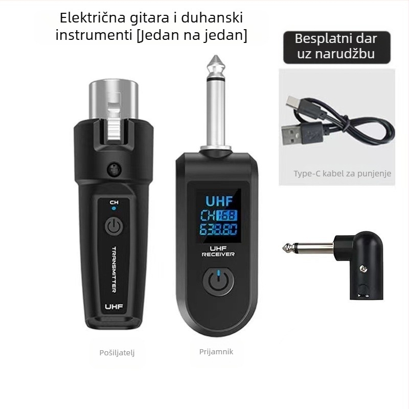 MYS U12 dinamički ručni mikrofon s bežičnim sustavom prijemnika-emitera, UHF pretvarač, 550–573 MHz, 20 kanala