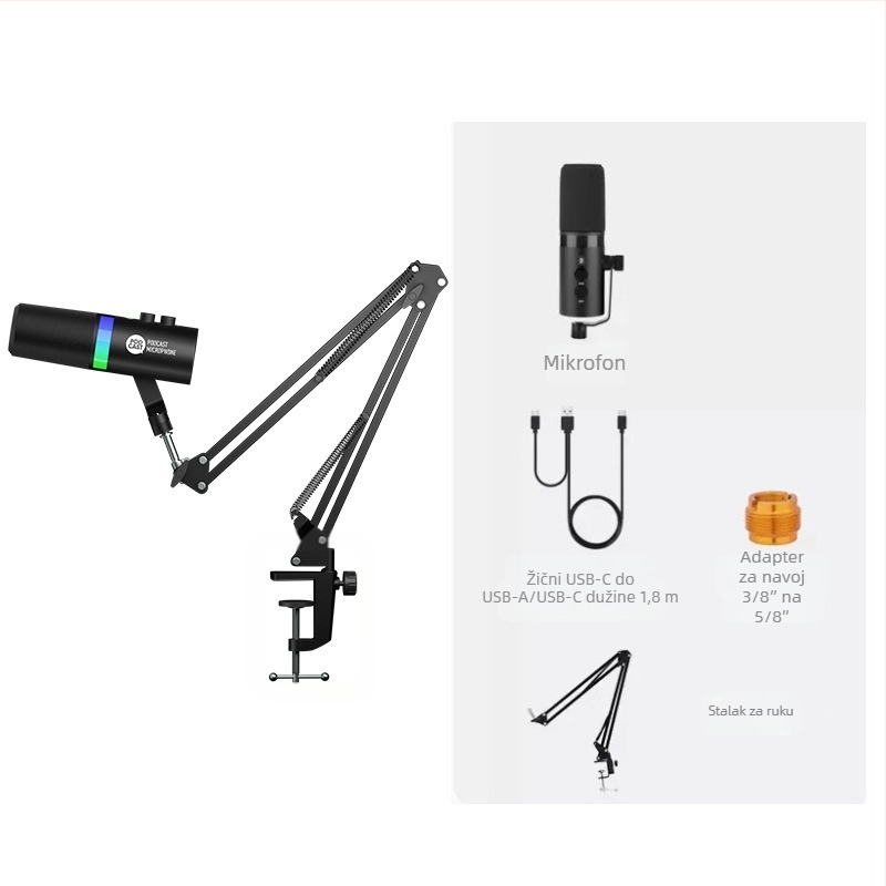 NV7 RGB gaming USB/XLR dinamički mikrofon za live stream, snimanje i karaoke — kardioidni, bežična kompatibilnost, SNR ≥ 100 dB