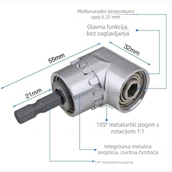 105° kutni adapter za odvijač za bušilicu, krom-vanadij čelik, marka: Other