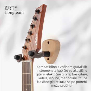Držač za gitaru od bukovog drveta na zid s prikazom vlage – za gitaru, pipu, ukulele i violinu