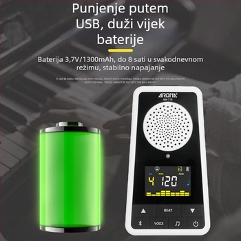 Anoma AM-718 metronomski zvučnik za klavir i gitaru, Bluetooth punjiv, glasovne poruke, idealno za glazbene ispite