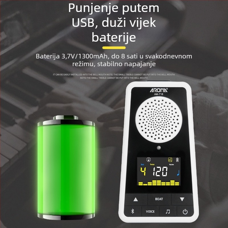 Anoma AM-718 metronomski zvučnik za klavir i gitaru, Bluetooth punjiv, glasovne poruke, idealno za glazbene ispite