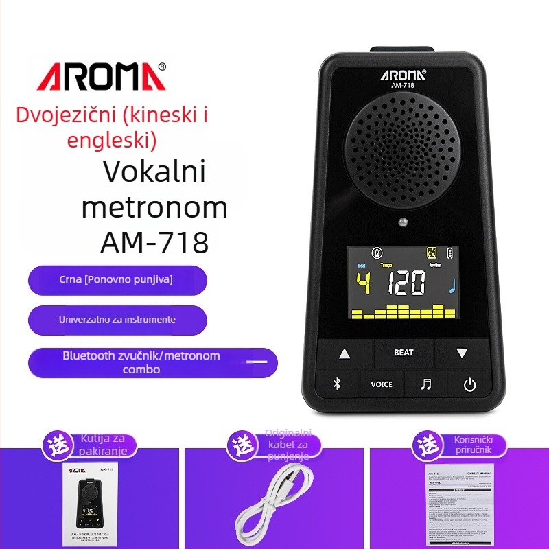 Anoma AM-718 metronomski zvučnik za klavir i gitaru, Bluetooth punjiv, glasovne poruke, idealno za glazbene ispite