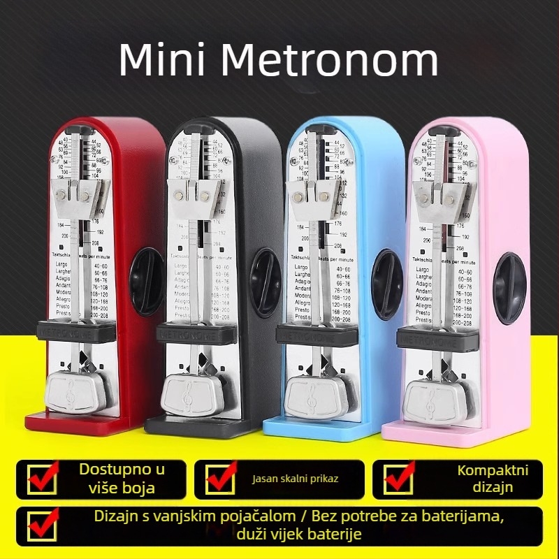 Mehanički metronom za pijanističke ispite, kompaktan i precizan mini metronom, univerzalni mjerač ritma za gitaru, violinu i Guzheng — GLEAM