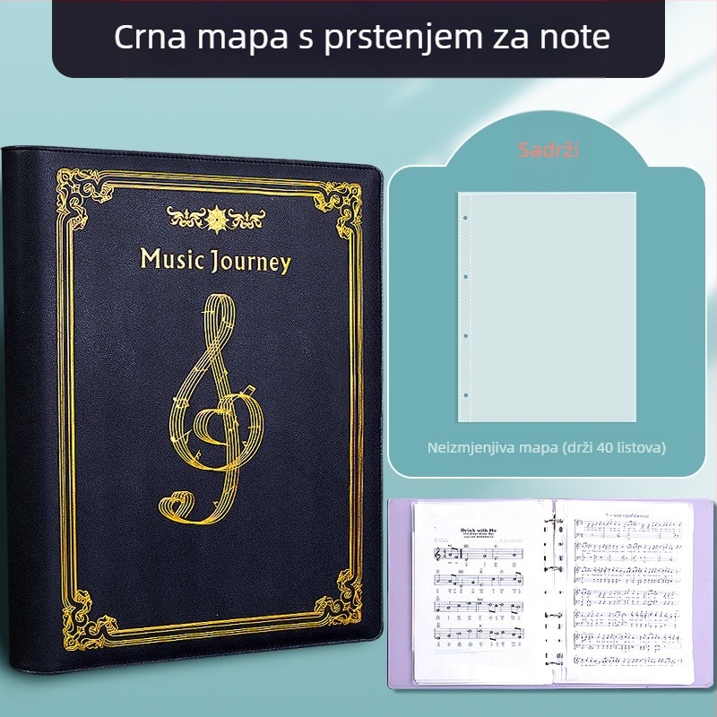 Hengxin Kožni klip za notne listove, model Music Score-01, jednostrani stezni mehanizam, kompatibilan s A4