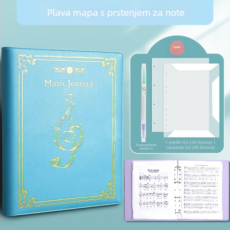 Hengxin Kožni klip za notne listove, model Music Score-01, jednostrani stezni mehanizam, kompatibilan s A4