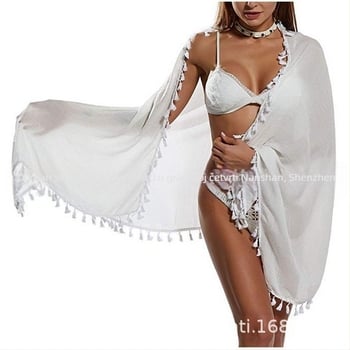 Plažni ručnik od konoplje, za žene, crepe tkanje, monokromatski uzorak, zaštita od sunca