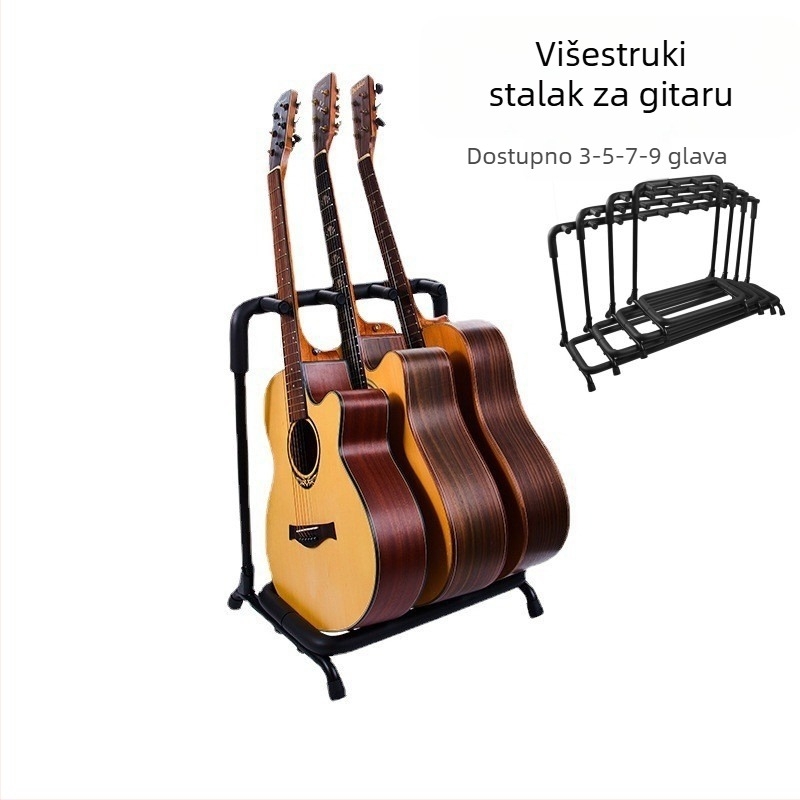 Držač za gitare za više gitara – kapacitet 3/5/7/9 gitara, okvir od željeznih cijevi s zaštitnom podlogom, pogodan za glazbene instrumente, branda MEXES
