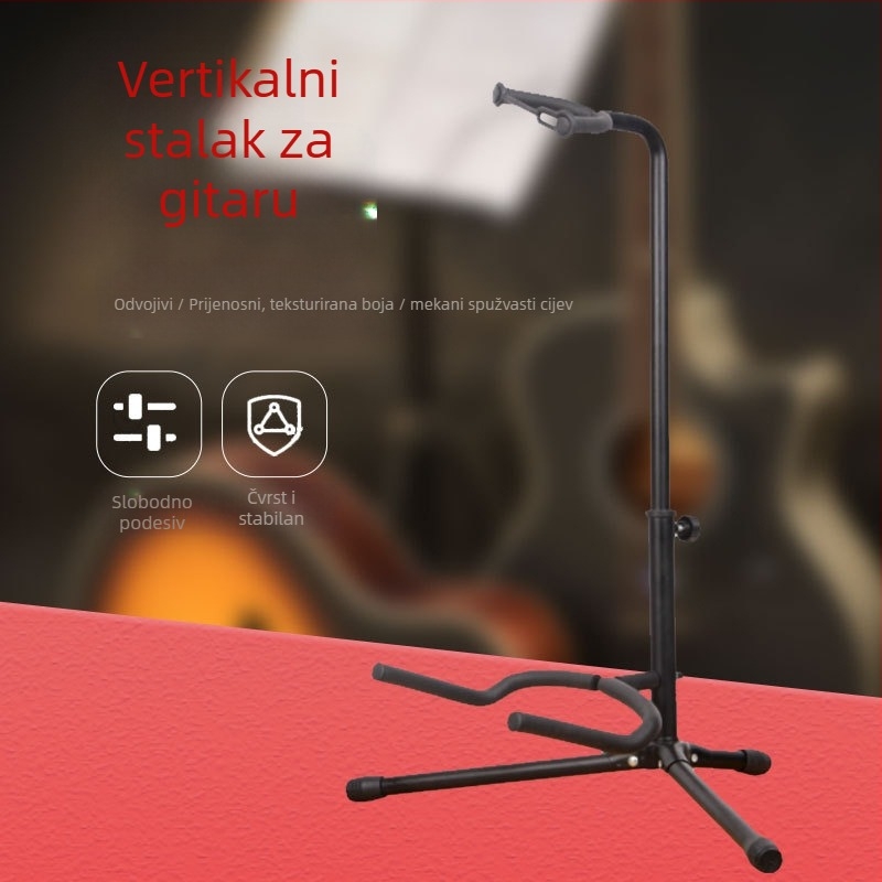 Uspravni stalak za gitaru – kompatibilan s akustičnim, narodnim, električnim gitarama, basom i lutnjom – Remembering Ming