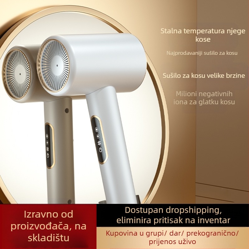Sušilo za kosu s DC motorom bez četkica, 2200W, negativne ioni, konstantna temperatura, hladan/topli zrak, 3 brzine protoka zraka, zaštita od pregrijavanja
