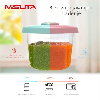 MISUTA Chrono vremenski kutija za dopunsku hranu – 6 kom, PP set posuđa s odjeljcima, za bebe starije od 3 mjeseca