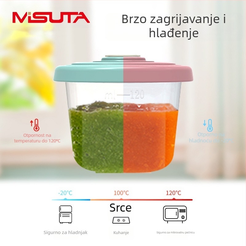 MISUTA Chrono vremenski kutija za dopunsku hranu – 6 kom, PP set posuđa s odjeljcima, za bebe starije od 3 mjeseca