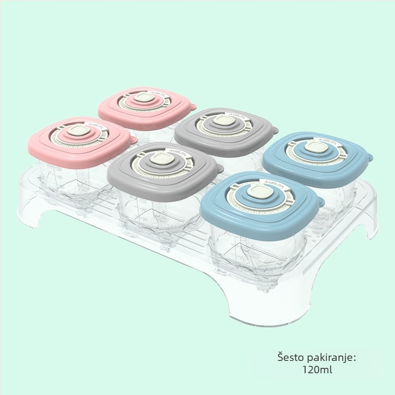 MISUTA Chrono vremenski kutija za dopunsku hranu – 6 kom, PP set posuđa s odjeljcima, za bebe starije od 3 mjeseca