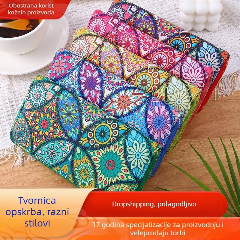Dugi novčanik s karticom, PU koža, geometrijski uzorak, podstava od poliestera, vodootporan, otporan na habanje, zaštita od krađe