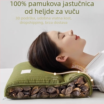 Heljdin jastuk s čvrstim jezgrom za zaštitu cervikalne kralježnice, punilo heljda, 100% pamuk navlaka, pravokutni oblik, za jednu osobu, uključuje navlaku