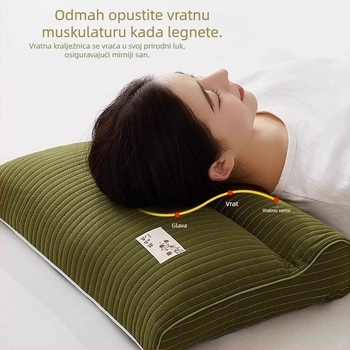 Heljdin jastuk s čvrstim jezgrom za zaštitu cervikalne kralježnice, punilo heljda, 100% pamuk navlaka, pravokutni oblik, za jednu osobu, uključuje navlaku