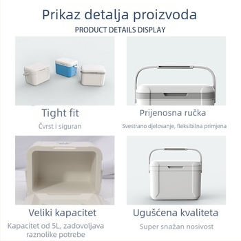 5L prijenosni auto hladnjak, izoliran, za kampiranje i piknik, brzo hlađenje i zadržavanje leda