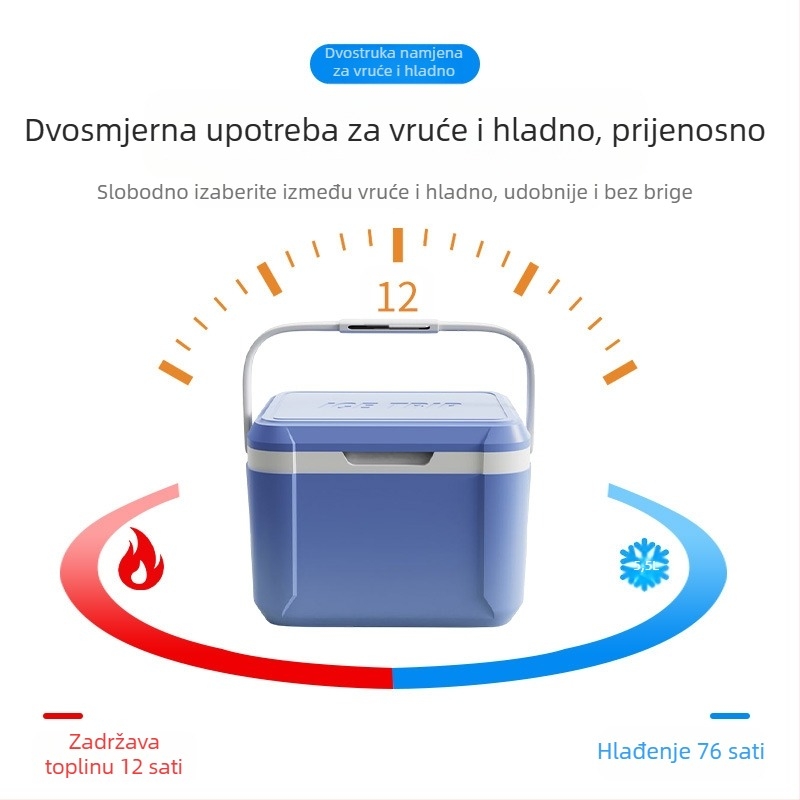 5L prijenosni auto hladnjak, izoliran, za kampiranje i piknik, brzo hlađenje i zadržavanje leda