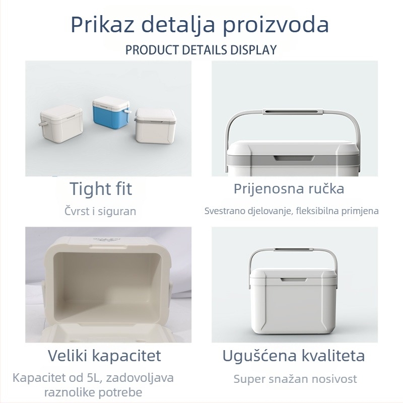 5L prijenosni auto hladnjak, izoliran, za kampiranje i piknik, brzo hlađenje i zadržavanje leda