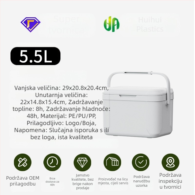 5L prijenosni auto hladnjak, izoliran, za kampiranje i piknik, brzo hlađenje i zadržavanje leda