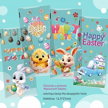 Uskrsna OPP plosnata džepna vrećica s motivom zeca i jaja za pakiranje keksa i slatkiša; plastična, bez logotipa, rezanje ravnim nožem; Yiwu kunfa