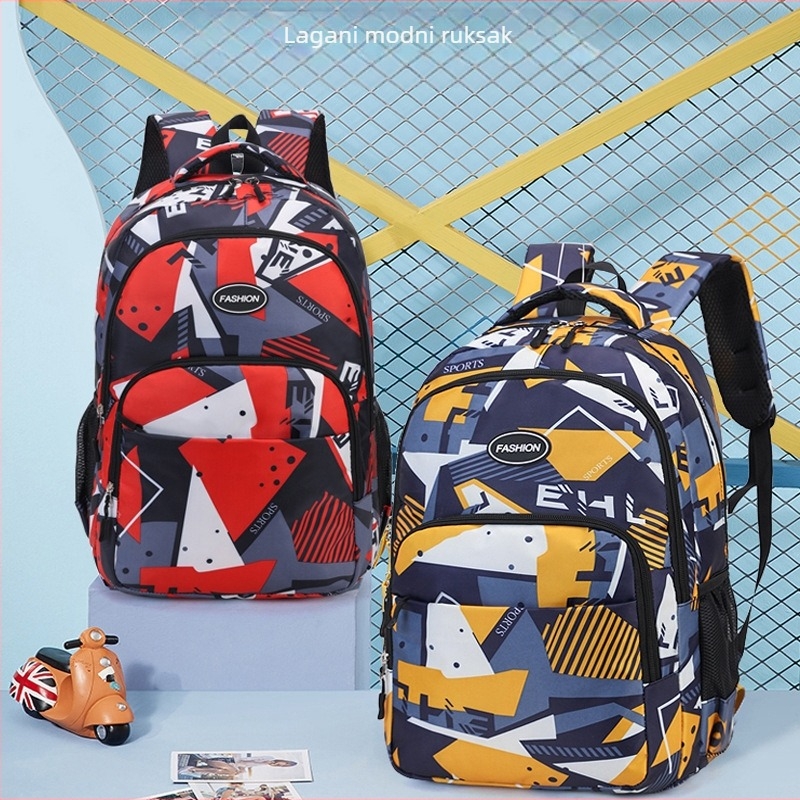 Ruksak u korejskom stilu s kontrastnim dizajnom, gradska jednostavnost, kapacitet 20–35L, Oxford platno, prozračan, geometrijski uzorak, podstava od poliestera, naramenice s zračnim jastukom