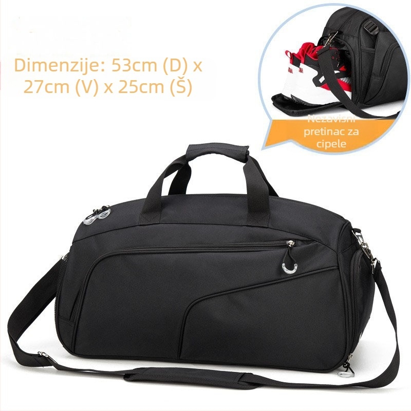 Muška sklopiva putna torba 20-35L, poliester, vodootporna, suho-mokro odjeljak, izuzetno lagana