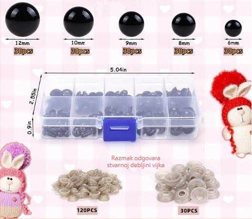 Plastične sigurnosne oči s podloškom za plišane medvjediće, lutke i životinjske rukotvorine