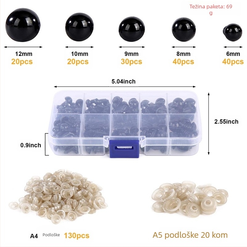 Plastične sigurnosne oči s podloškom za plišane medvjediće, lutke i životinjske rukotvorine