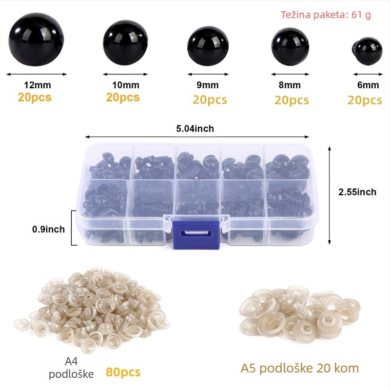 Plastične sigurnosne oči s podloškom za plišane medvjediće, lutke i životinjske rukotvorine