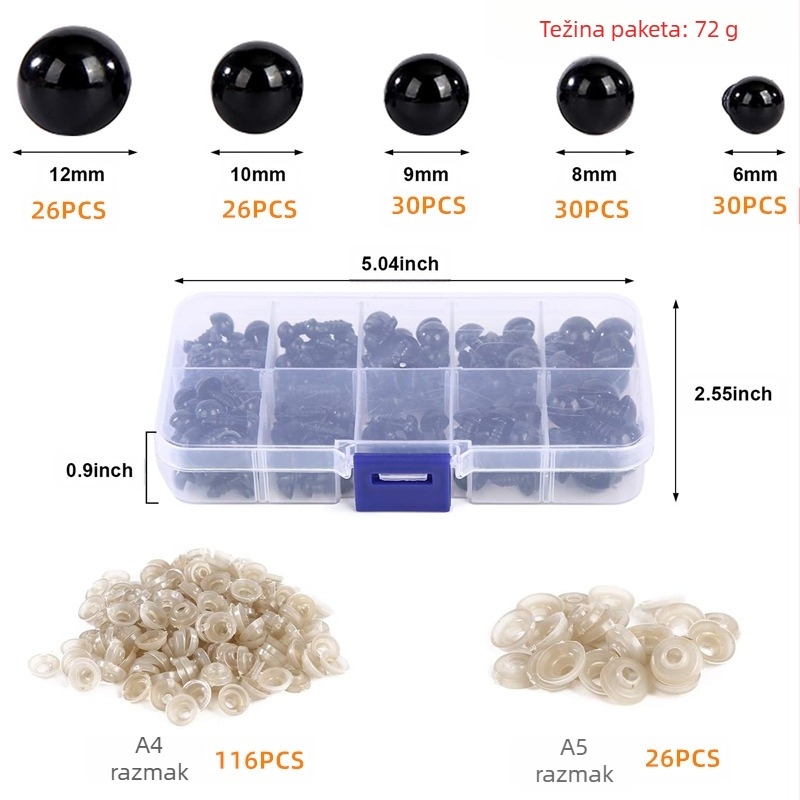 Plastične sigurnosne oči s podloškom za plišane medvjediće, lutke i životinjske rukotvorine