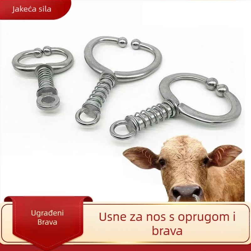 Nosna kopča za krave — opružni nosni prsten, alat za vuču, nosne kliješta