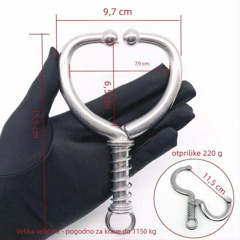 Nosna kopča za krave — opružni nosni prsten, alat za vuču, nosne kliješta