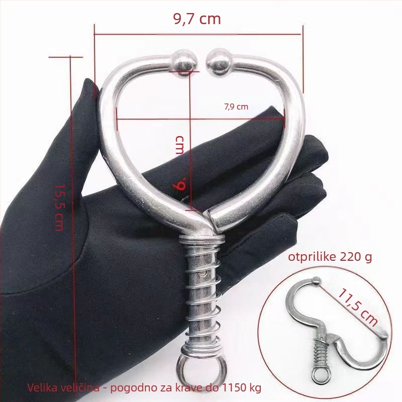 Nosna kopča za krave — opružni nosni prsten, alat za vuču, nosne kliješta