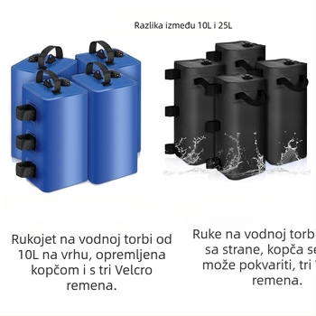 Torba za vodu za šator sa ojačanim balastom, vodootporna, 500D PVC mrežasta tkanina, za vanjsku upotrebu