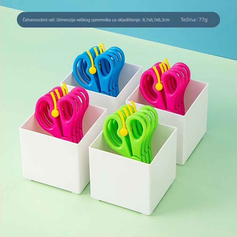 Kutija za škare za vrtić s mrežastim pregradama za markere, PP plastika, kapacitet 1 L