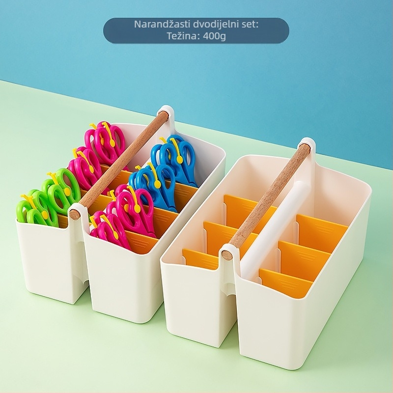 Kutija za škare za vrtić s mrežastim pregradama za markere, PP plastika, kapacitet 1 L