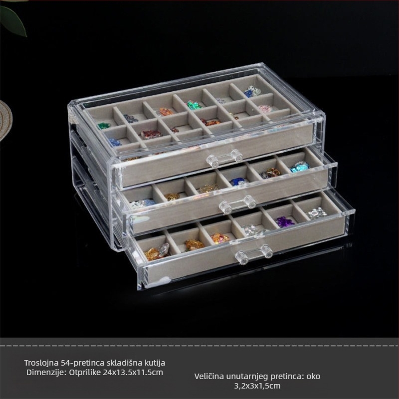 Desktop kutija za pohranu s pregradama, PS plast, kapacitet 1 L, moderni minimalistički stil