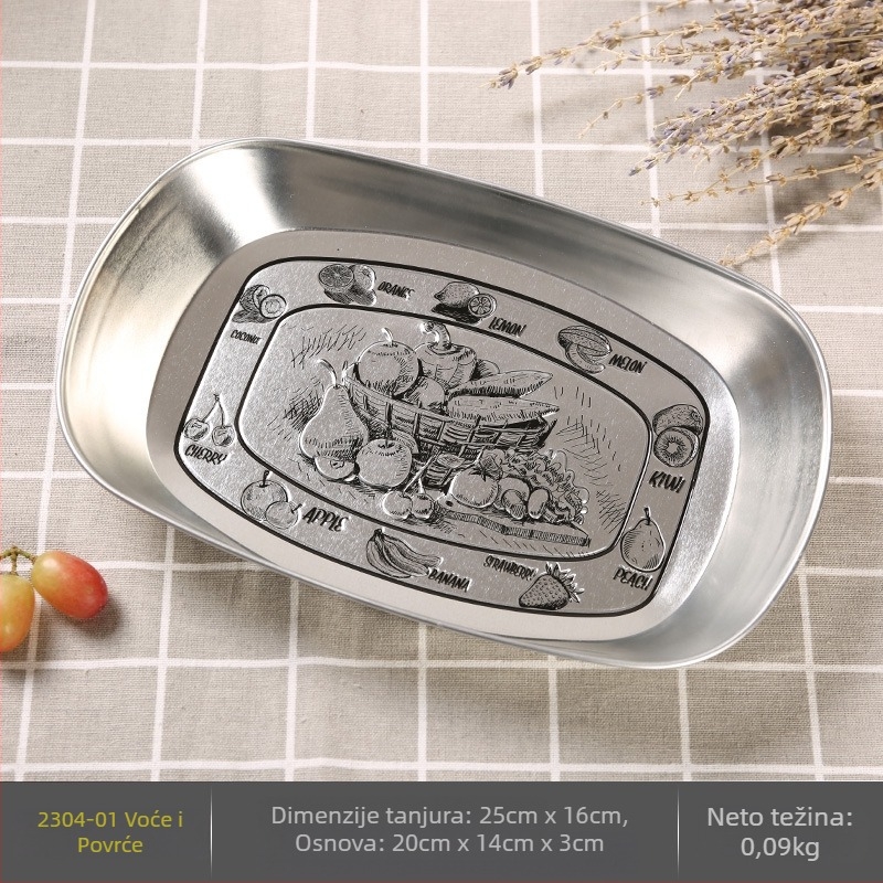 Kamping tanjur za voće, prijenosni tinplate tanjur, ultralak metalni tanjur za piknik i roštilj