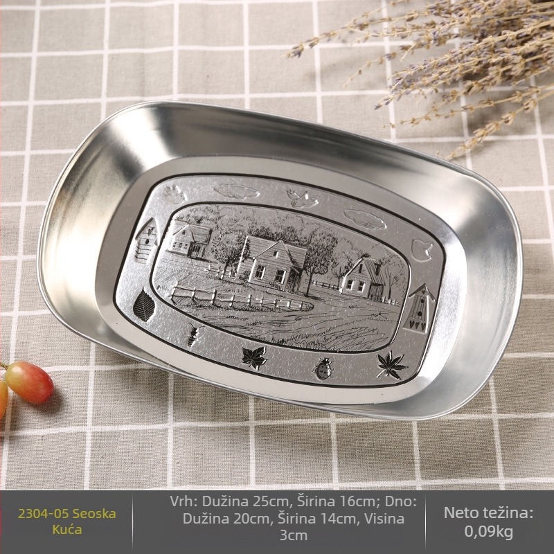 Kamping tanjur za voće, prijenosni tinplate tanjur, ultralak metalni tanjur za piknik i roštilj