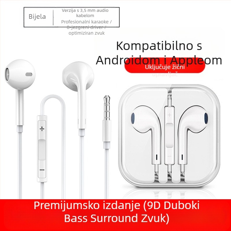 In-ear žične slušalice s basom i mikrofonom, model 20160517, duljina kabela 120 cm