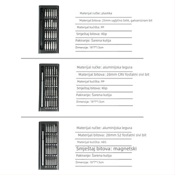 24/63-in-1 precizan set odvijača za popravak mobitela, magnetni, S2 legura alatne čelika, težina 0.36