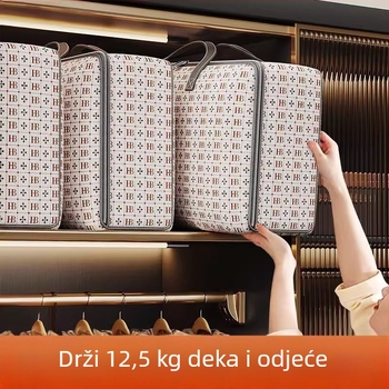 Kockasta vreća za pohranu pokrivača, netkani materijal, višestruka namjena, za pamučne pokrivače, sitnice i odjeću, pohrana u spavaćoj sobi