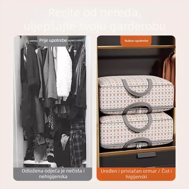 Kockasta vreća za pohranu pokrivača, netkani materijal, višestruka namjena, za pamučne pokrivače, sitnice i odjeću, pohrana u spavaćoj sobi