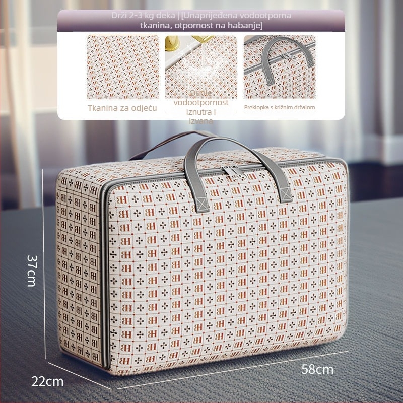 Kockasta vreća za pohranu pokrivača, netkani materijal, višestruka namjena, za pamučne pokrivače, sitnice i odjeću, pohrana u spavaćoj sobi